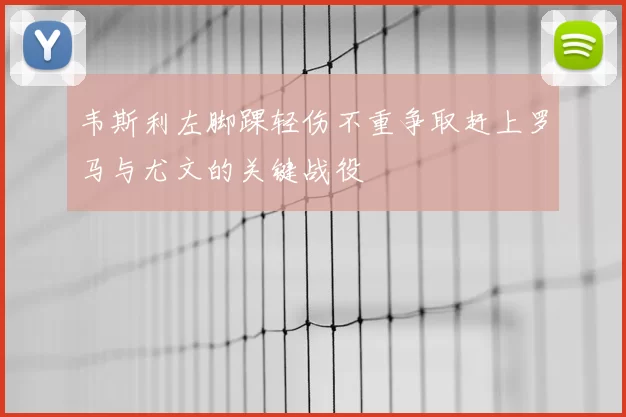 韦斯利左脚踝轻伤不重争取赶上罗马与尤文的关键战役